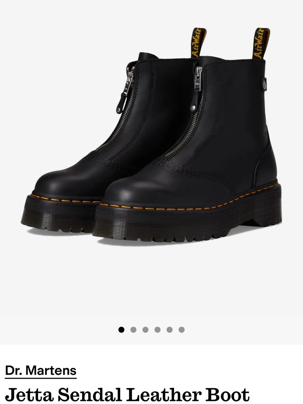 Dr. Martens Black Leather Front-Zip Platform Ankle Boots